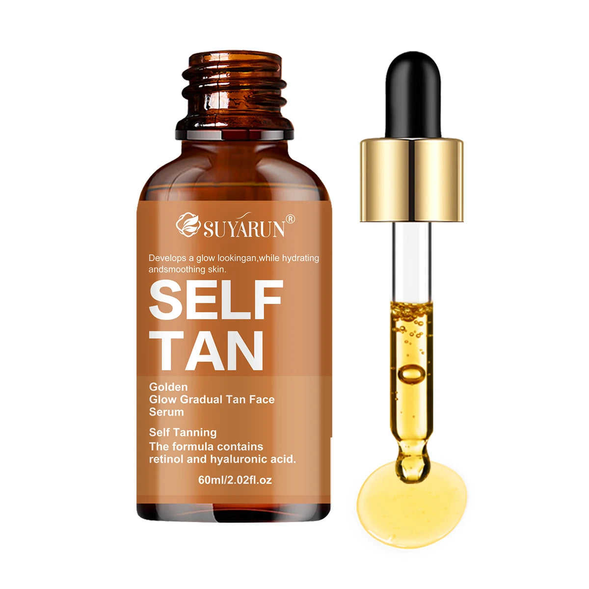 SUYARUN Self-Tanning Serum with Coconut, Jojoba Oil & Aloe – Evens Skin Tone, Gentle Hydration for All Skin Types & Genders. Peaceful Pleasures Health and Wellness 60ml