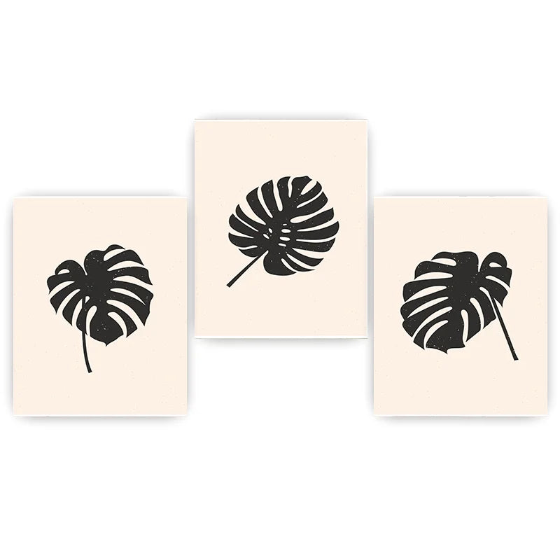 Minimalist Plant Wall Art, Black White Monstera Leaf Canvas Painting, Botanical Poster Print for Bedroom Living Room Wall Decor Peaceful Pleasures Health and Wellness 01 40x50cm No Frame China Mainland