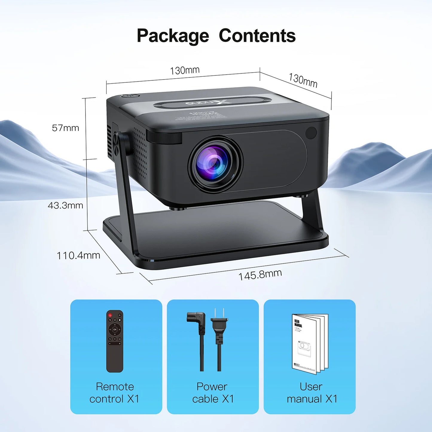 Xnano HA109 Projector 300 ANSI 720P Android11 WiFi6 BT5.0 Built-in App Smart Phone 1080P 4K Video Home Cinema Mini Projector Peaceful Pleasures Health and Wellness Black EU Plug