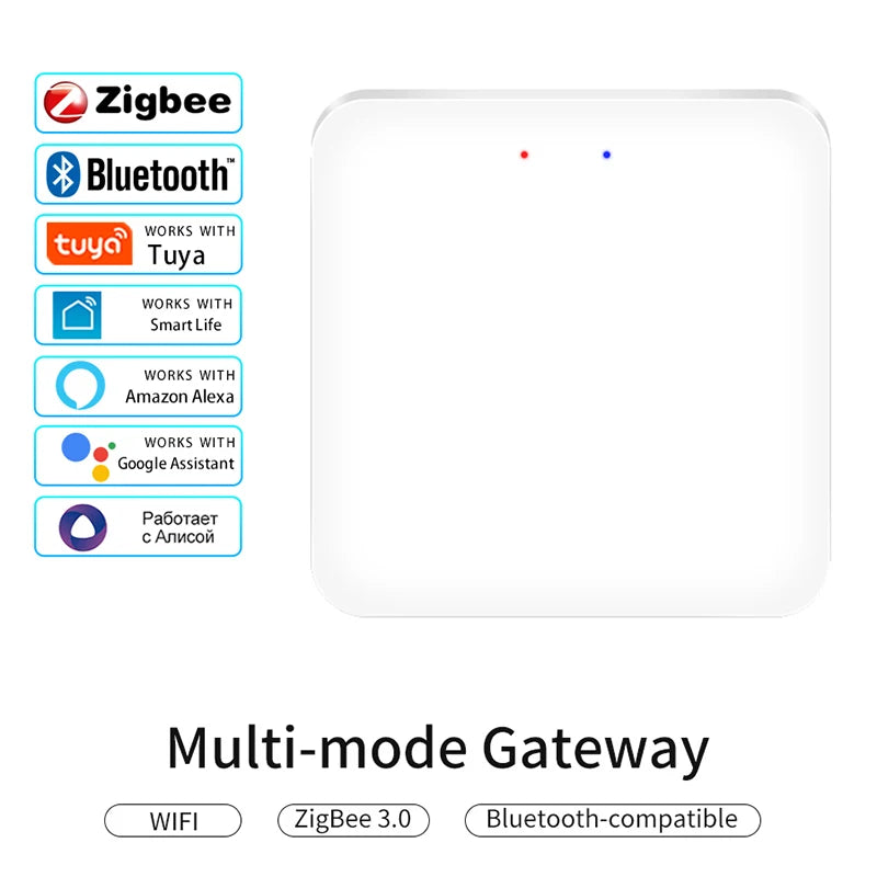 Tuya Multimode Gateway ZigBee WiFi Bluetooth Hub Wireless Smart Home Remote Controller Bridge Voice Control Alexa Google Home Peaceful Pleasures Health and Wellness Multimode gateway