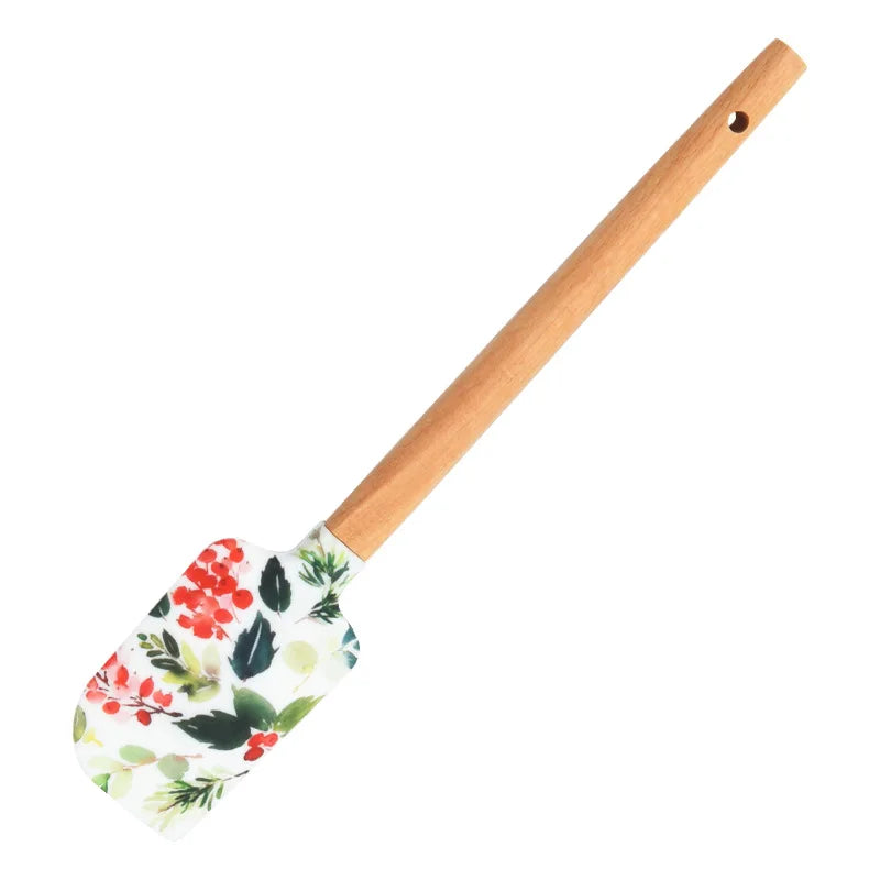 Cream Spatula Silicone Scraper, Wooden Handle Scraper BakingTools Cake Spatula Christmas Scraper Clearance Peaceful Pleasures Health and Wellness F