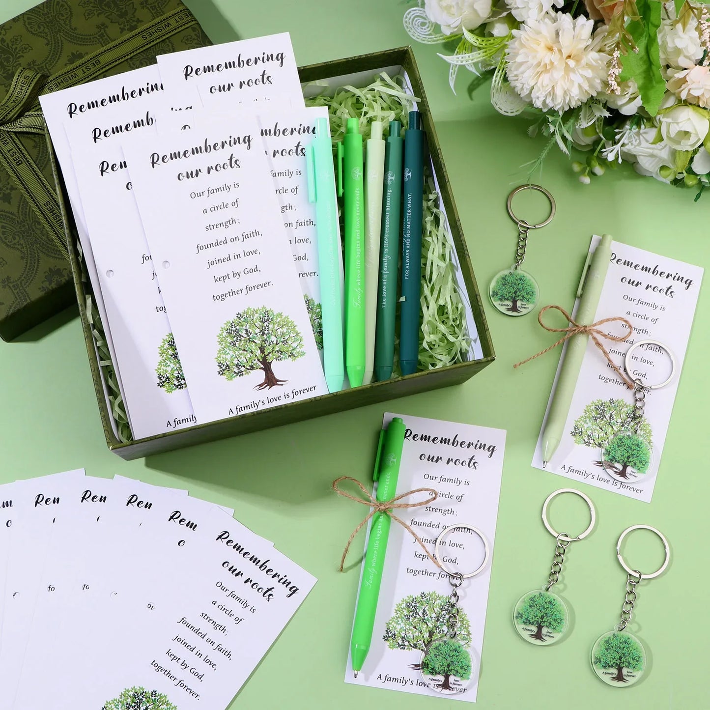 50-Set Family Reunion Favors – Pens, Keychains & Bookmarks