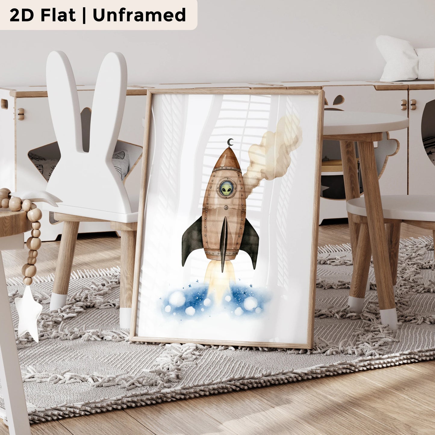 3-Piece Cartoon Rocket Canvas Wall Art | Kids Room Decor