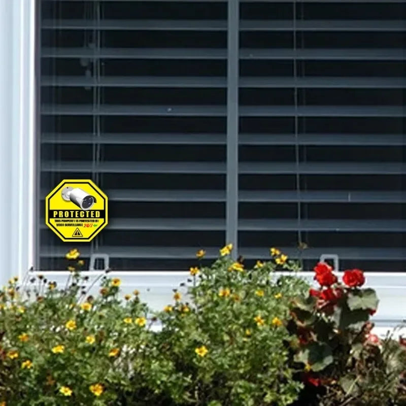 4Pcs 3.5inches Security Camera Surveillance Car Sticker CCTV System Video Protected Notice Decal for Window Wall Peaceful Pleasures Health and Wellness