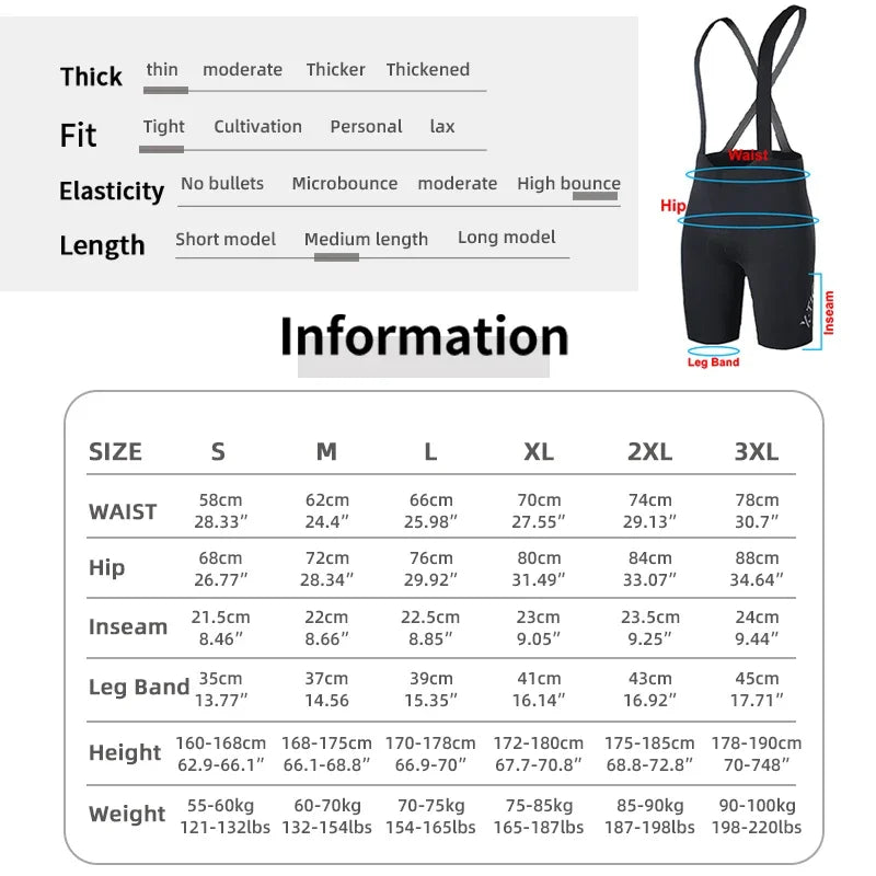 X-TIGER Men's Cycling Bib Shorts – Breathable MTB Road Bike