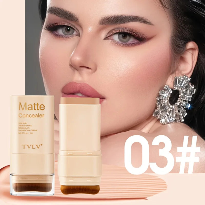 2-in-1 Concealer Eraser Dual-Head Foundation Stick with Brush Head Nine Colors European and American Waterproof Non-Caking Solid Foundation Cream 15G/Stick - 1 Stick Peaceful Pleasures Health and Wellness 03 15g