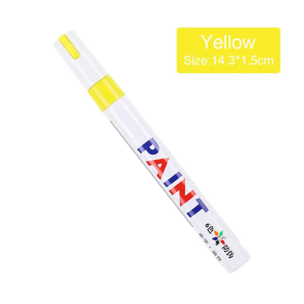 Color Waterproof Cars Wheel Tire Oily Mark Pen Auto Rubber Tyre Paint Pen Cd Metal Permanent Paint Marker Graffiti Touch Up Peaceful Pleasures Health and Wellness YELLOW