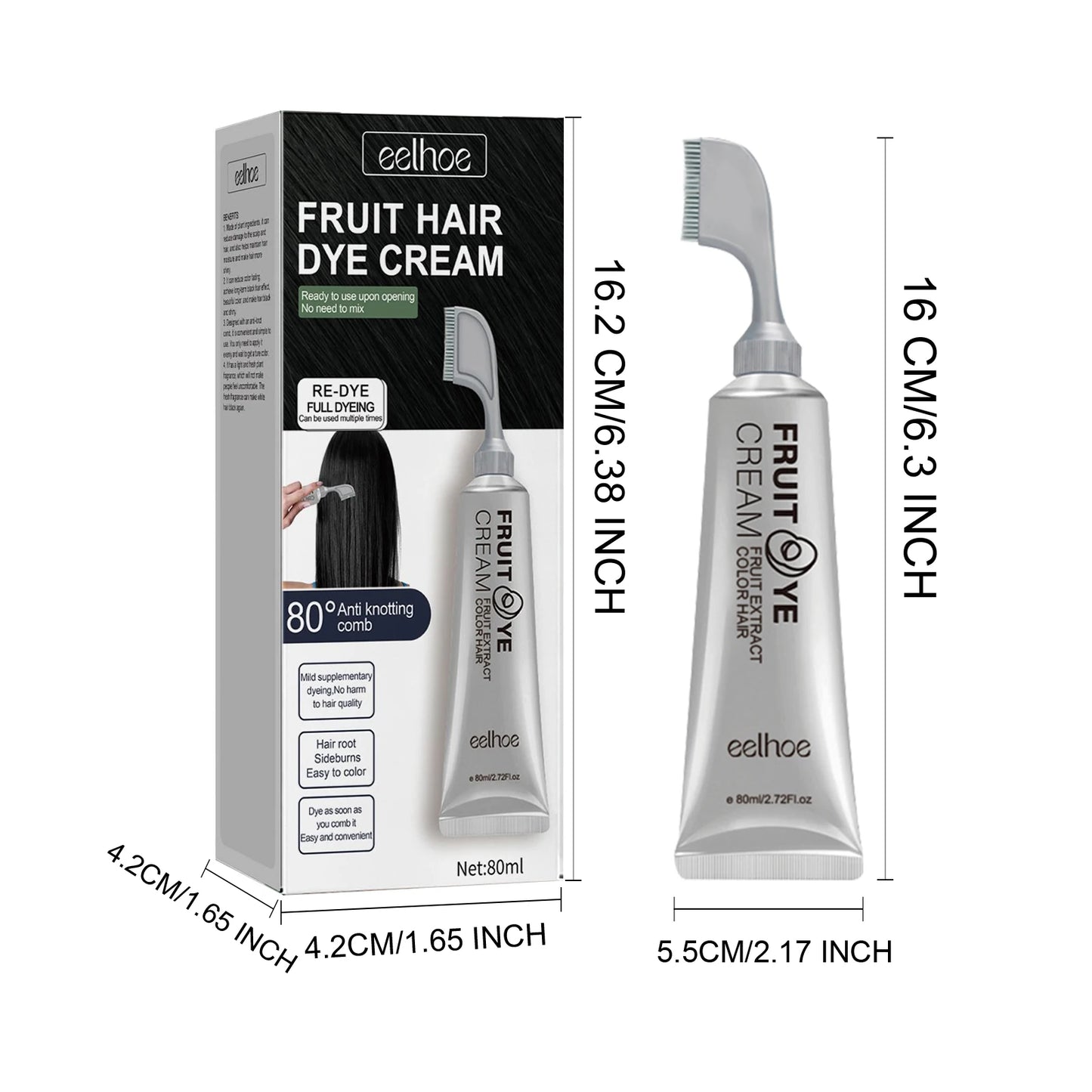 Fruit Hair Dye Cream Quick Coloring Enhance Hair Shine Nourishing Promote Hair Growth Moisturizing Black Hair Hairdressing Cream Peaceful Pleasures Health and Wellness Black