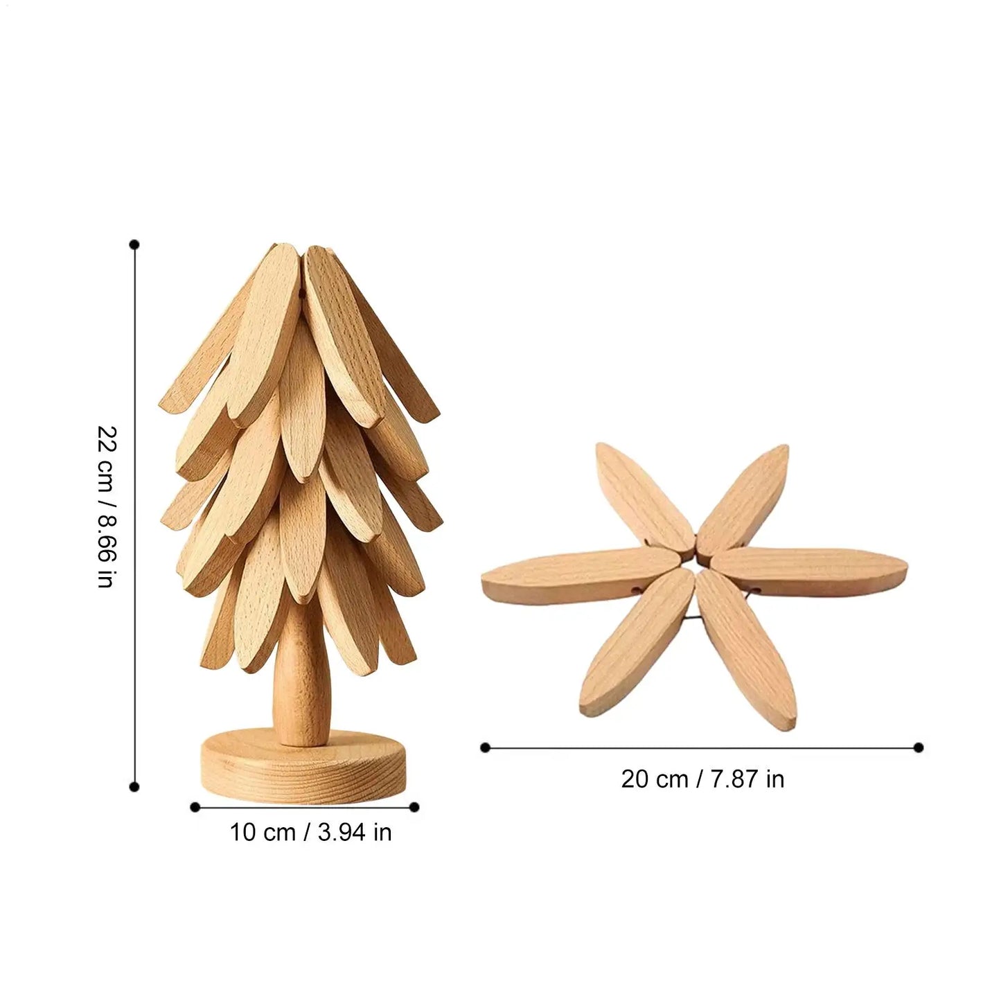 Christmas Tree Wood Trivet | Heat-Resistant Pine Pot Mat Set