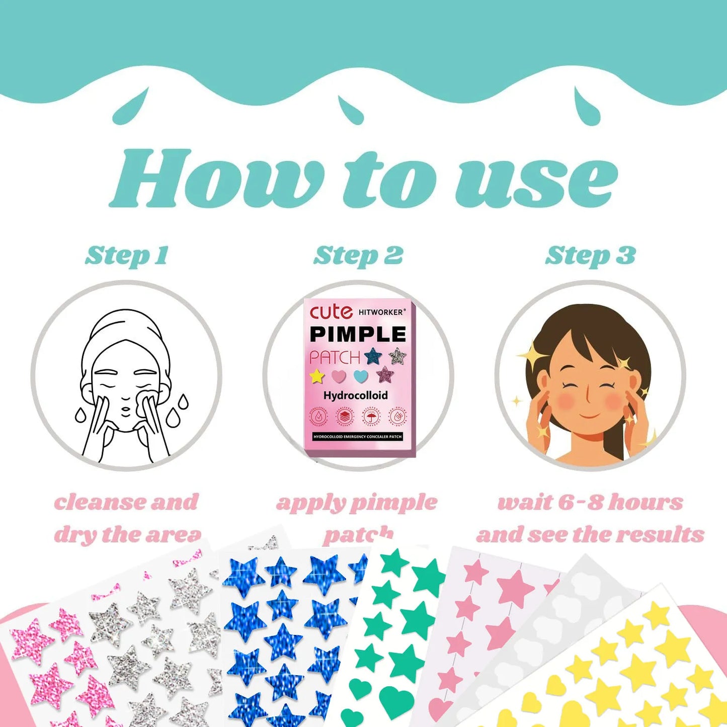Invisible Hydrocolloid Acne Patches – Waterproof, All Skin Types