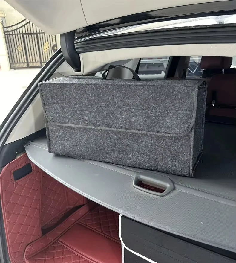 Foldable Car Trunk Organizer – Felt Storage Box with Compartments