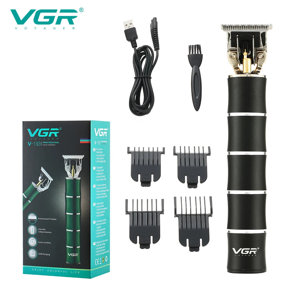 VGR Retro Metal Electric Hair Clipper Household Oil Head Carving Electric Push Clipper T-shaped Blade Hair Trimmer V-193 Peaceful Pleasures Health and Wellness USB 1