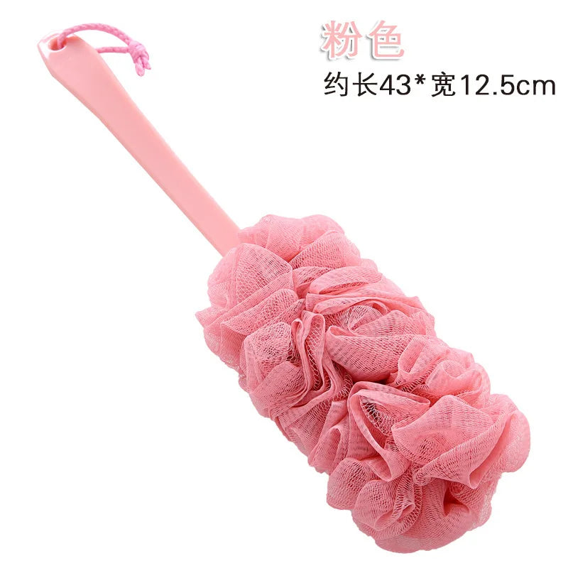 Long Handle Back Brush Body Scrubbers Shower Hanging Body Brush Sponges Soft Mesh Bath Shower Brushes Bath Accessories for Adult Peaceful Pleasures Health and Wellness Pink Metal