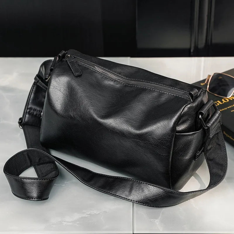 Men's Cylinder Crossbody Bag | Korean Minimalist Sling Crossbody Sling Bag Peaceful Pleasures Health and Wellness black