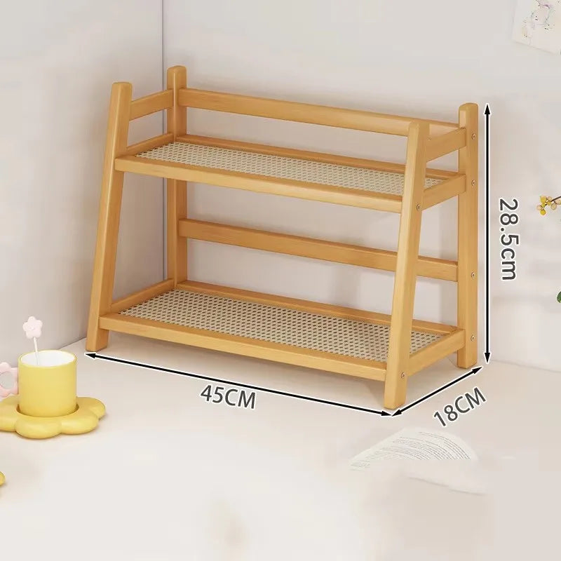 2 Layer Spice Caddy Shelf Bamboo Kitchen Storage Rack Desktop Cabinet Organizer Display Rack Coffee Bar Counter Shelf Cup Holder Peaceful Pleasures Health and Wellness M original
