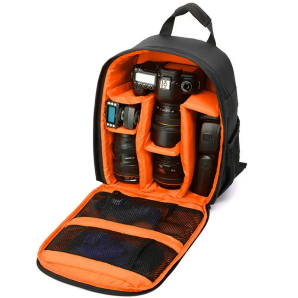 Multi-functional Camera Bag Waterproof Wear Resistant Digital DSLR Camera Padded Dividers Protective Box Camera Lens Pouch Peaceful Pleasures Health and Wellness Orange
