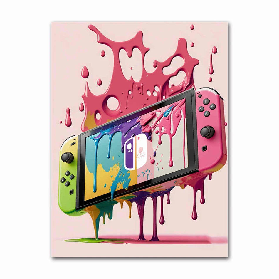 Colorful Game Controller Wall Art Poster Prints Nordic Aesthetic Picture Canvas Painting Gaming Boy Room Home Decoration Peaceful Pleasures Health and Wellness A60557-09 50x70cm Unframed