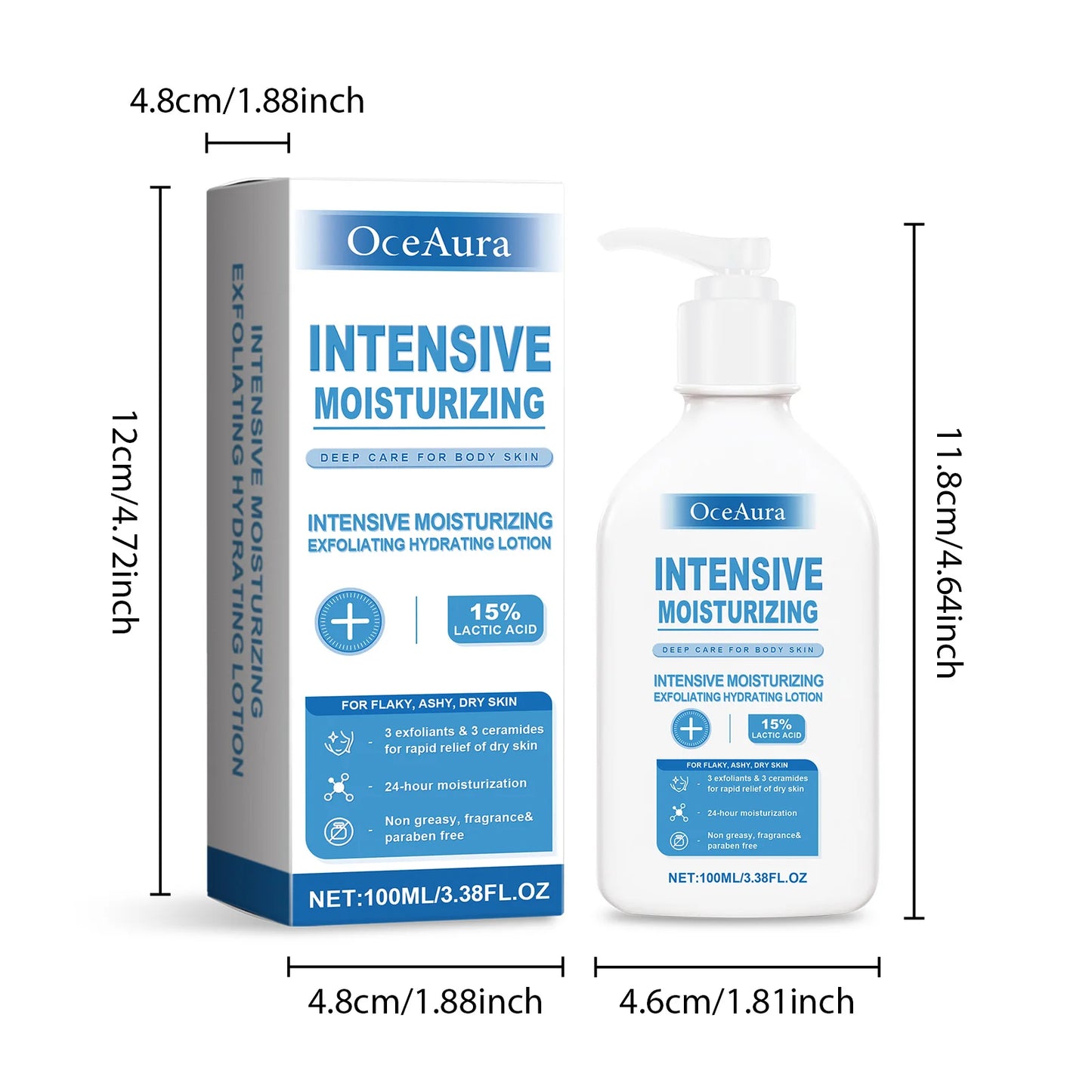 OceAura Intensive Body Lotion – Lactic Acid & Ceramide Moisturizer