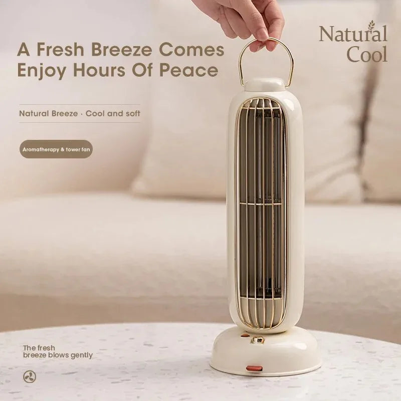 Portable USB-C Rechargeable Mini Tower Desk Fan 3600mAh Battery Cooling for Office Home Travel Camping Peaceful Pleasures Health and Wellness