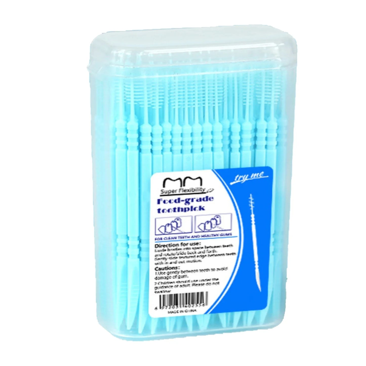 Portable Ultra-Fine Toothpicks, Disposable Family Box, Double-Head High-End Personalized Creative Fruit Sticks Dental Floss Peaceful Pleasures Health and Wellness blue 1 box 100pcs