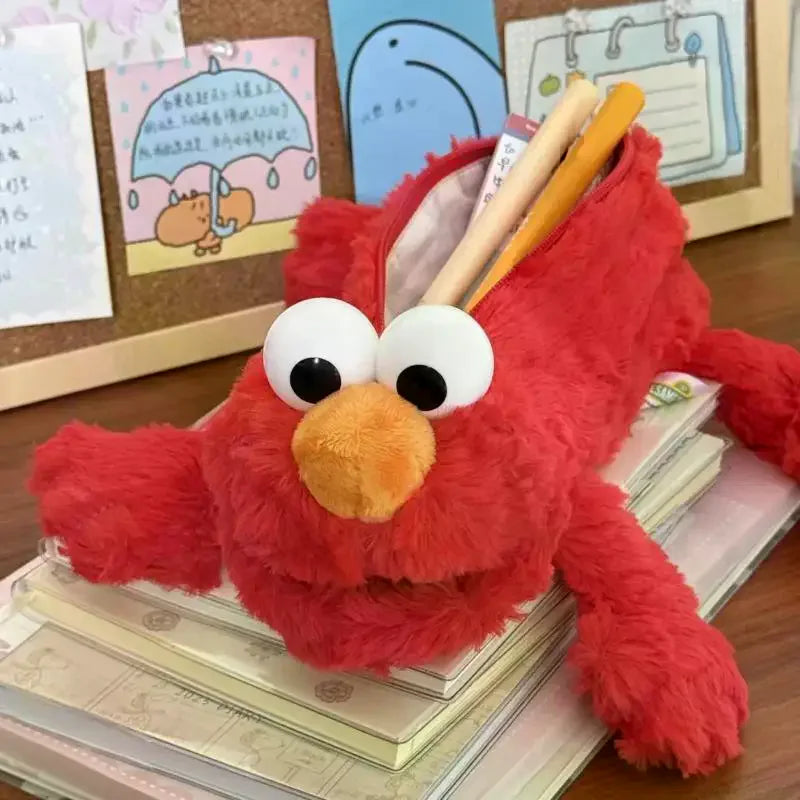 Kawaii Red Mockingbird Plush Pencil Case – Cute Bird Pen Bag