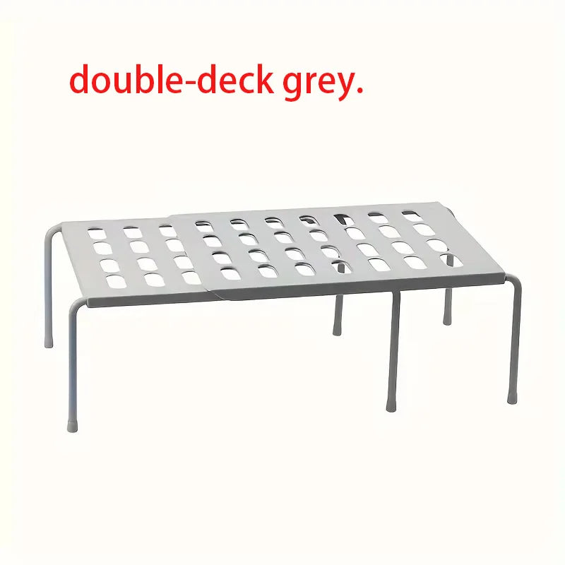Non-adjustable plastic shoe rack, multi-layer storage organizer, space-saving sports shoes, slippers, family dormitory wardrobe, Peaceful Pleasures Health and Wellness double-deck grey.