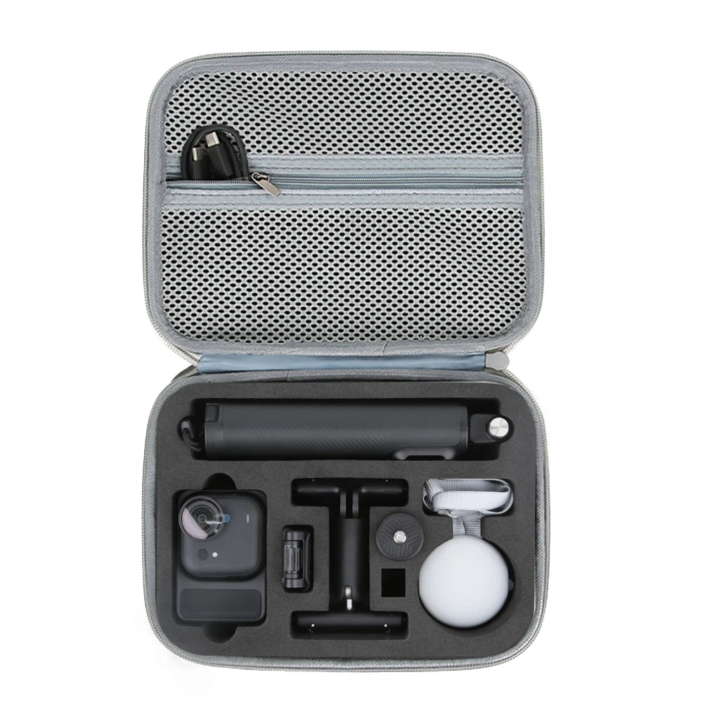 For Insta360 GO Ultra Camera Storage Bag Anti-Pressure And Anti-Shock Storage Bag Black/Gray PU + EVA Organizer Bag Peaceful Pleasures Health and Wellness Gray
