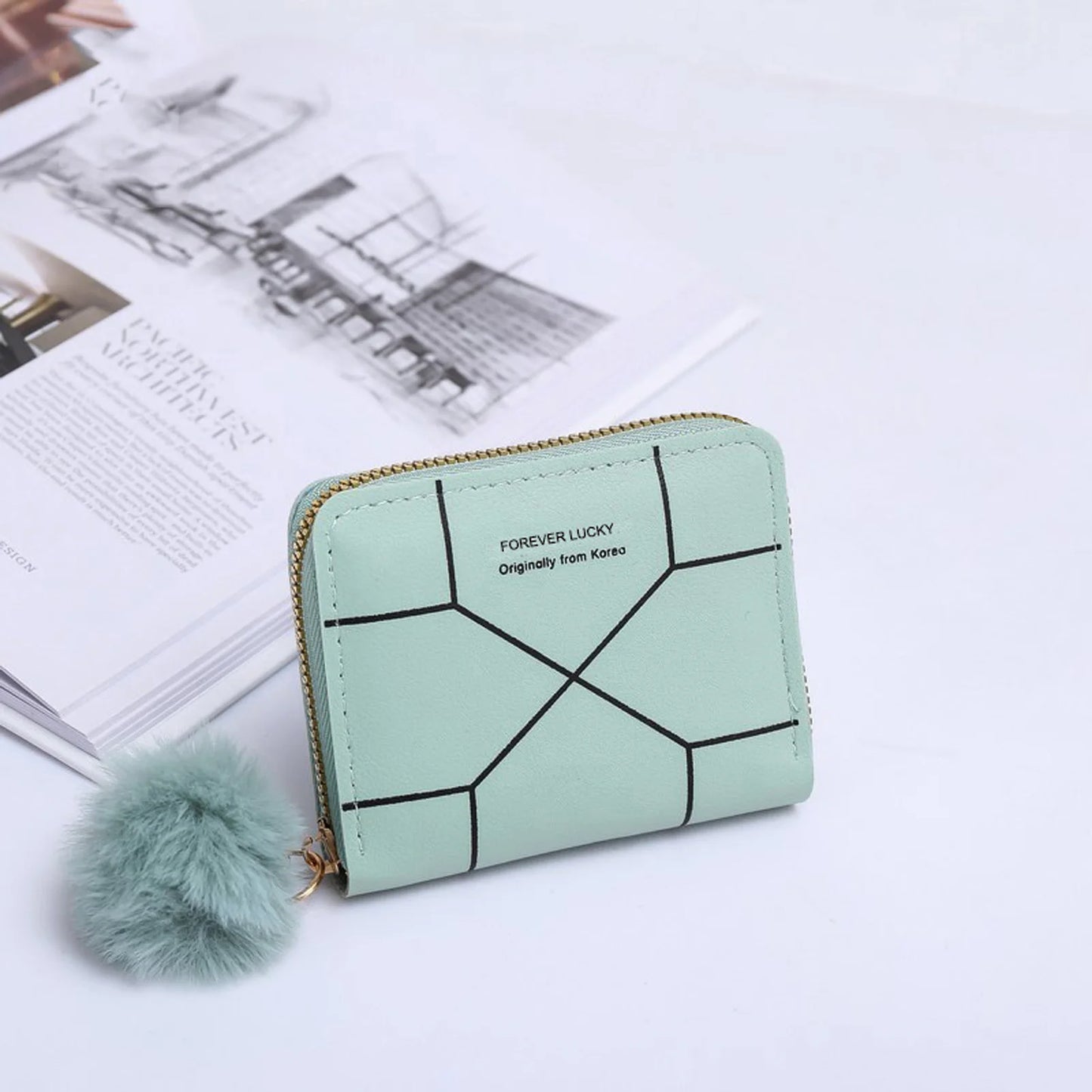Women Minimalist Short Wallet with Smooth Feel Premium PVC Material Suitable for Daily Casual Activities Peaceful Pleasures Health and Wellness green