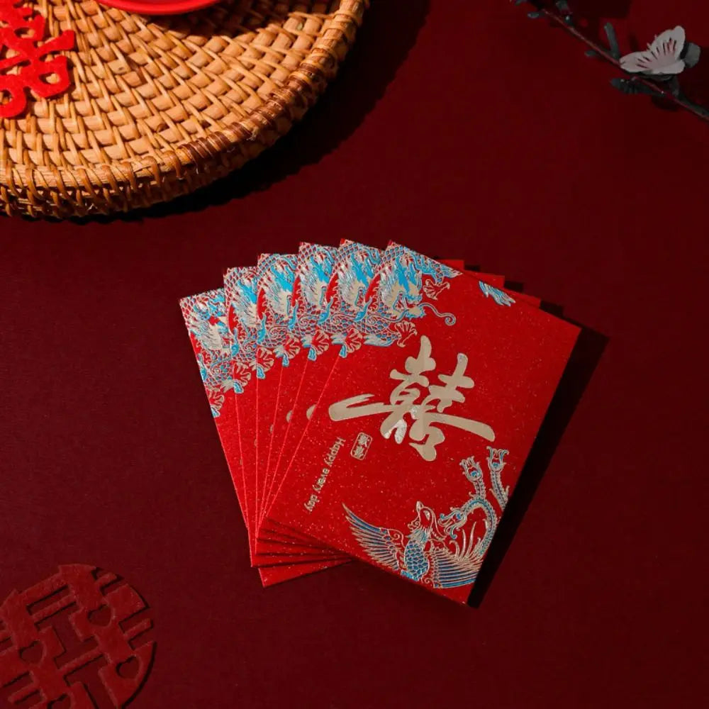 20pcs New Trendy Multiple Patterns Money Pocket Best Wishes Good Luck Red Envelope Lucky Money Blessing Bag Party Gifts Peaceful Pleasures Health and Wellness 07