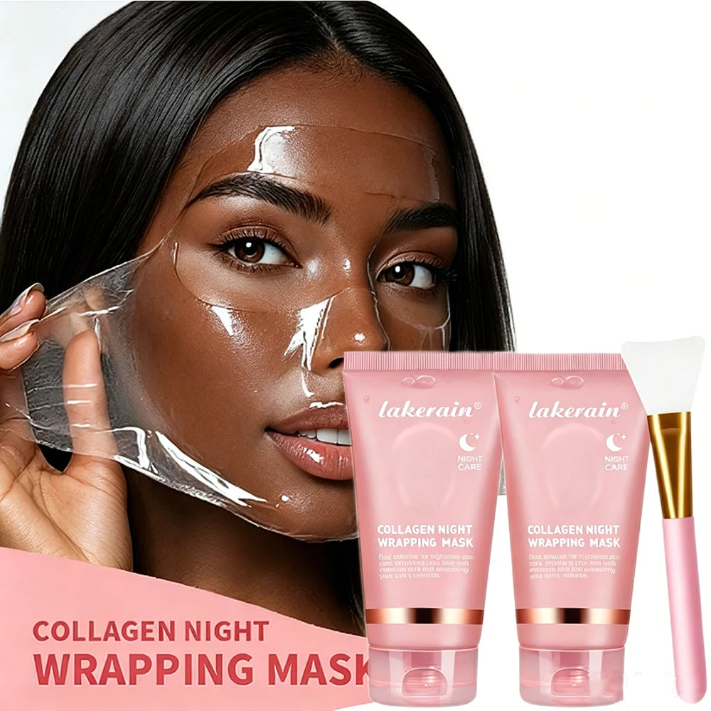 Korean Turmeric Collagen Bio Pack Night Mask Peel Off Sleeping Mask Anti-Aging Lifting Moisturizing Deep Repair Facial Skin Care Peaceful Pleasures Health and Wellness 1set 1