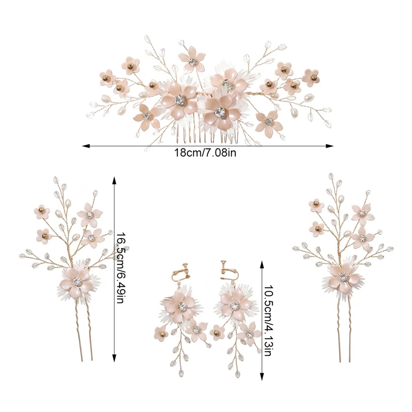 Korean Bridal Hair Comb Set Flower Hairpins Sweet And Fresh Wedding Accessories Peaceful Pleasures Health and Wellness