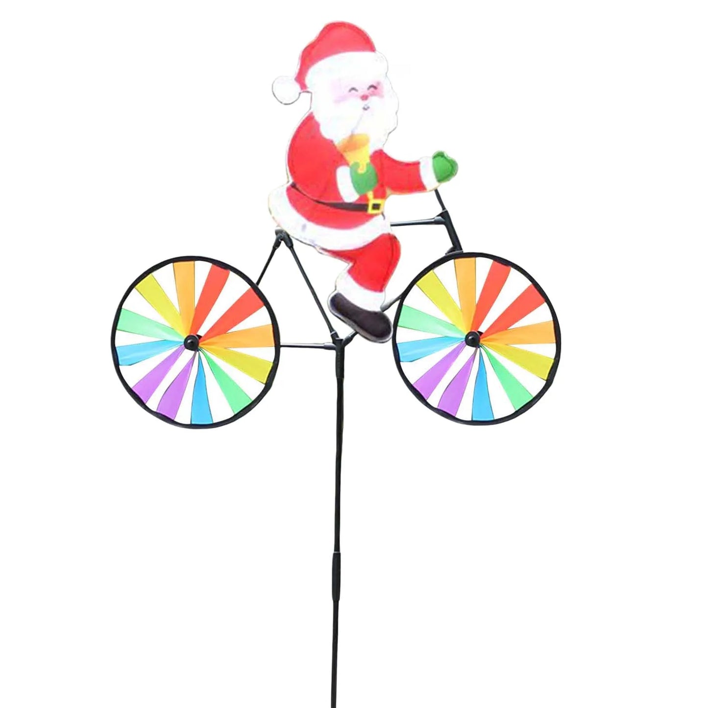 Cute 3D Animal on Bike Windmill Garden Lawn Yard Decor Wind Spinner for Holiday Garden Decoration Peaceful Pleasures Health and Wellness Santa Bike Ride