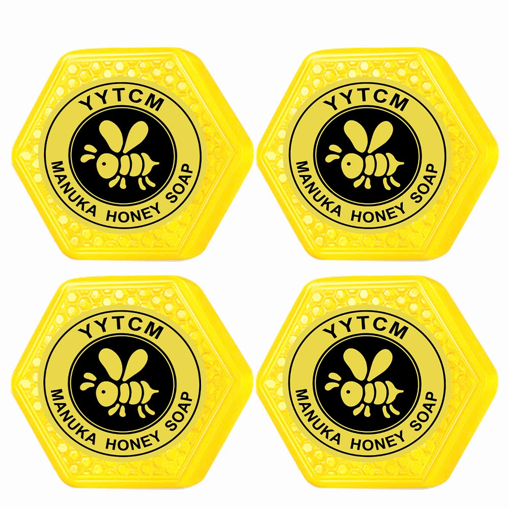 Manuka Honey Soap, Moisturizing and Hydrating Handmade Bath Soap, Cleansing Face, Body and Hand Soap 65g (2.29oz) Peaceful Pleasures Health and Wellness 4 Pcs 65g