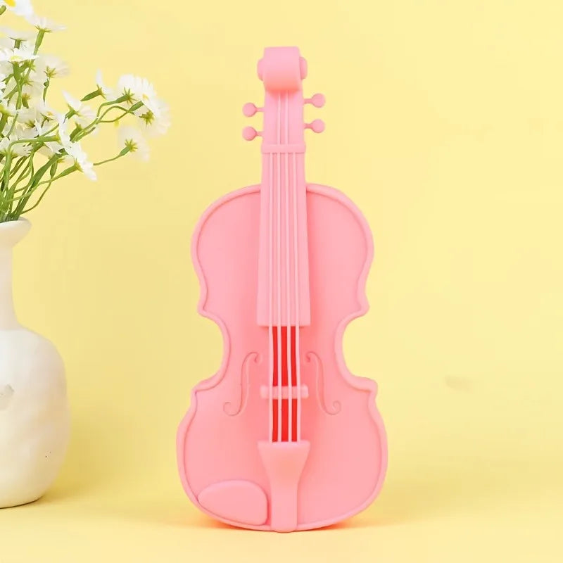 Violin Pencil Case – Silicone Pen Box & Makeup Pouch