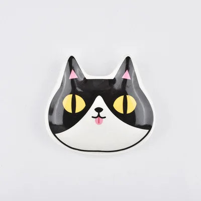 New Japanese Style Ceramic Three Colored Cat Dish Cute Cat Shaped Sauce Dish Household Snack Mustard Seasoning Dishes Tableware Peaceful Pleasures Health and Wellness E
