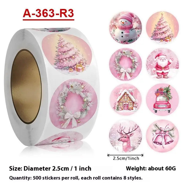 500 Christmas Round Stickers – Santa Seal Labels for Gifts