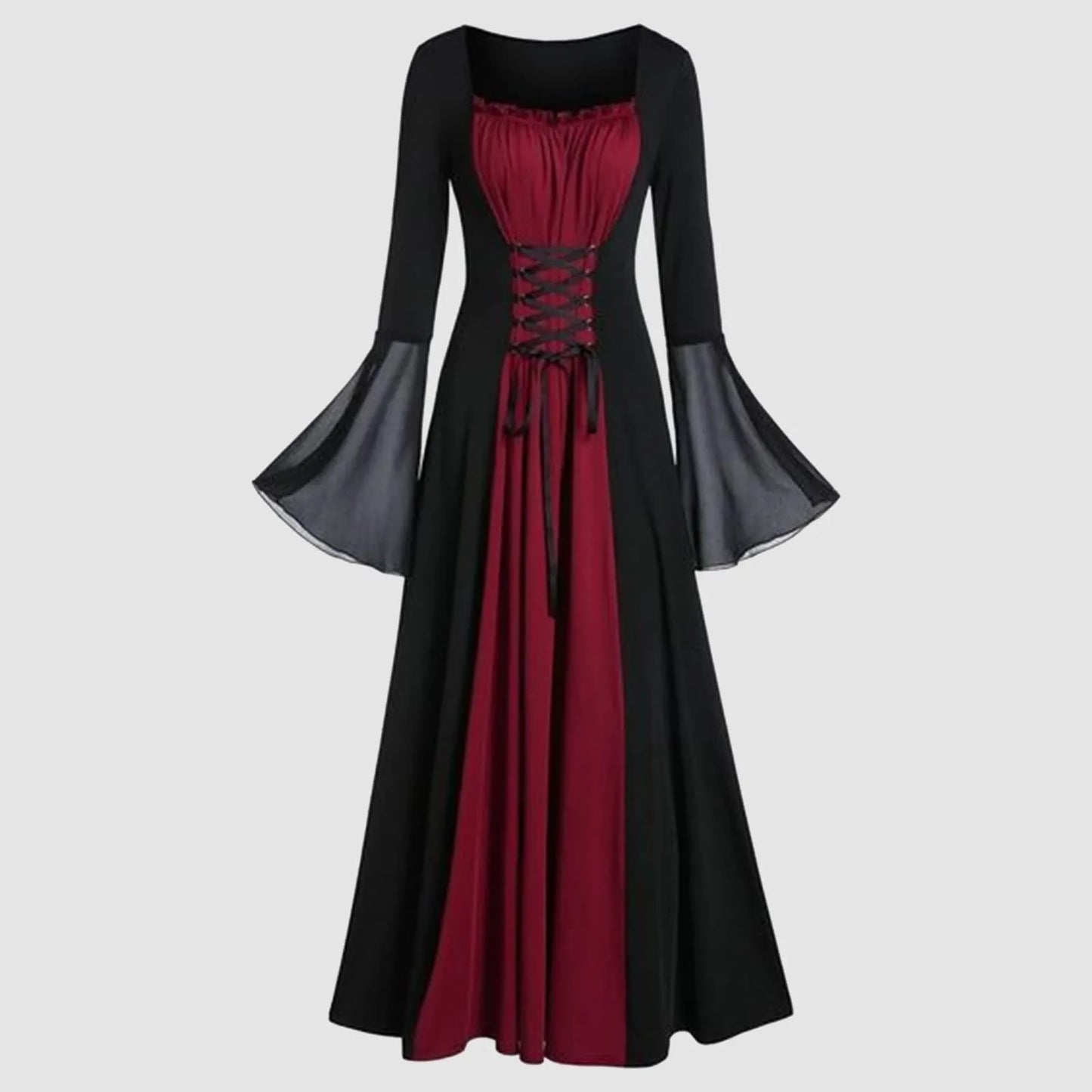 Plus Size Gothic Medieval Hooded Maxi Dress | Halloween Cosplay