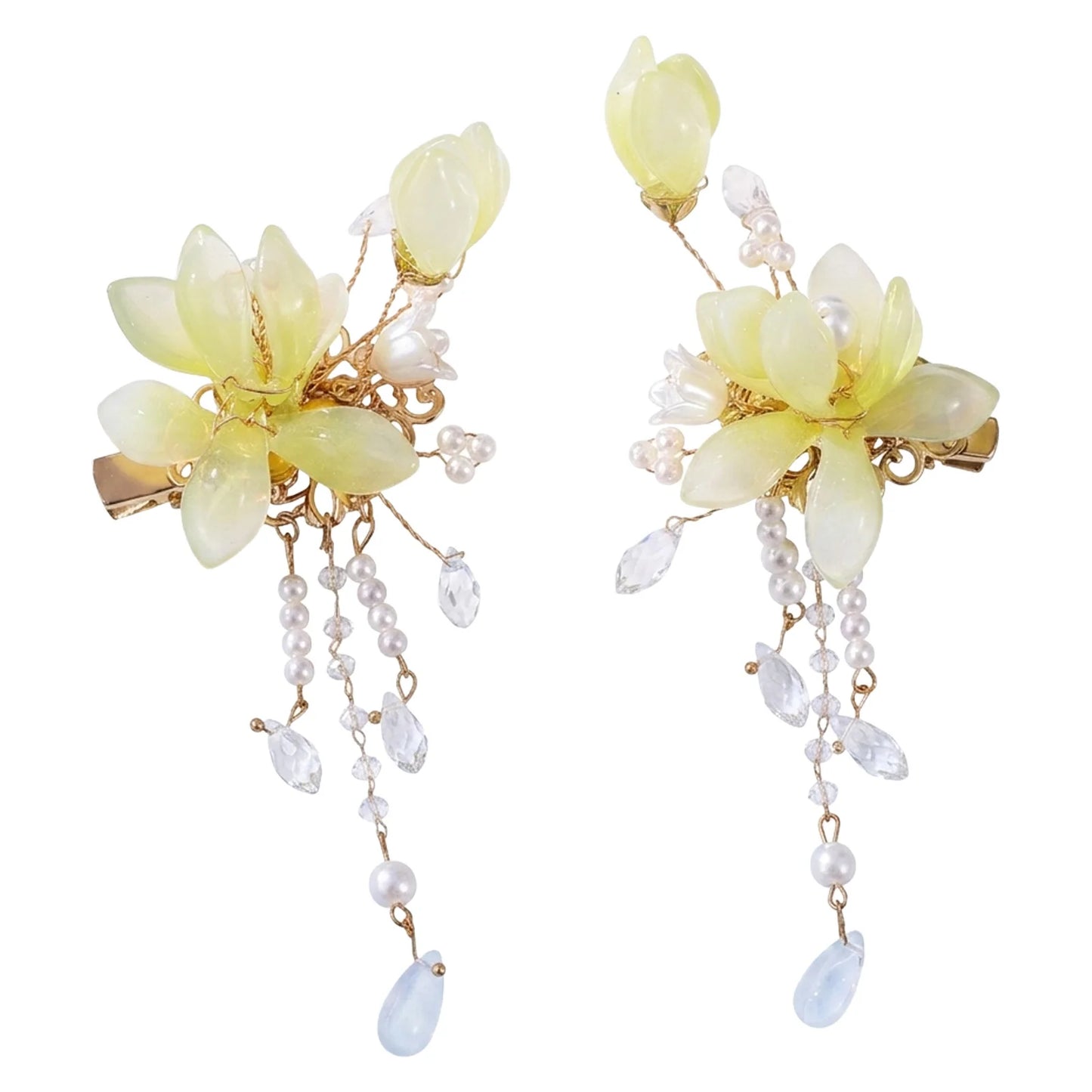 Green Flower Hair Clip Comb Barrette for Women Girls Resin Material Stable Anti-Slip Teeth Suitable for Daily Commute, Parties Peaceful Pleasures Health and Wellness Green pair