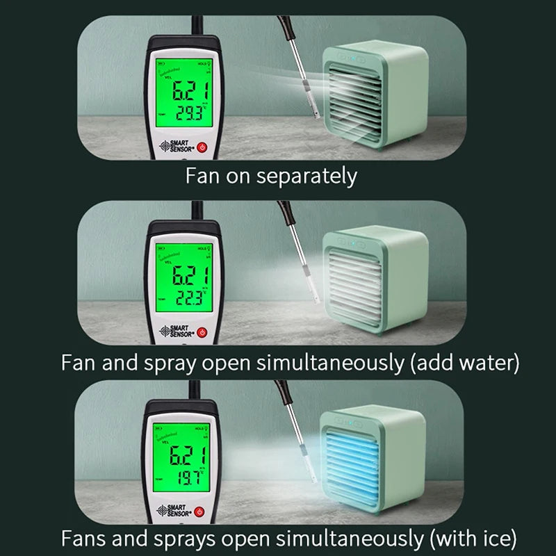 2026 Portable Mini Air Conditioner Desktop Fan USB Rechargeable Air Cooler Table Cooling Mist Fan Humidifier for Office Home Peaceful Pleasures Health and Wellness