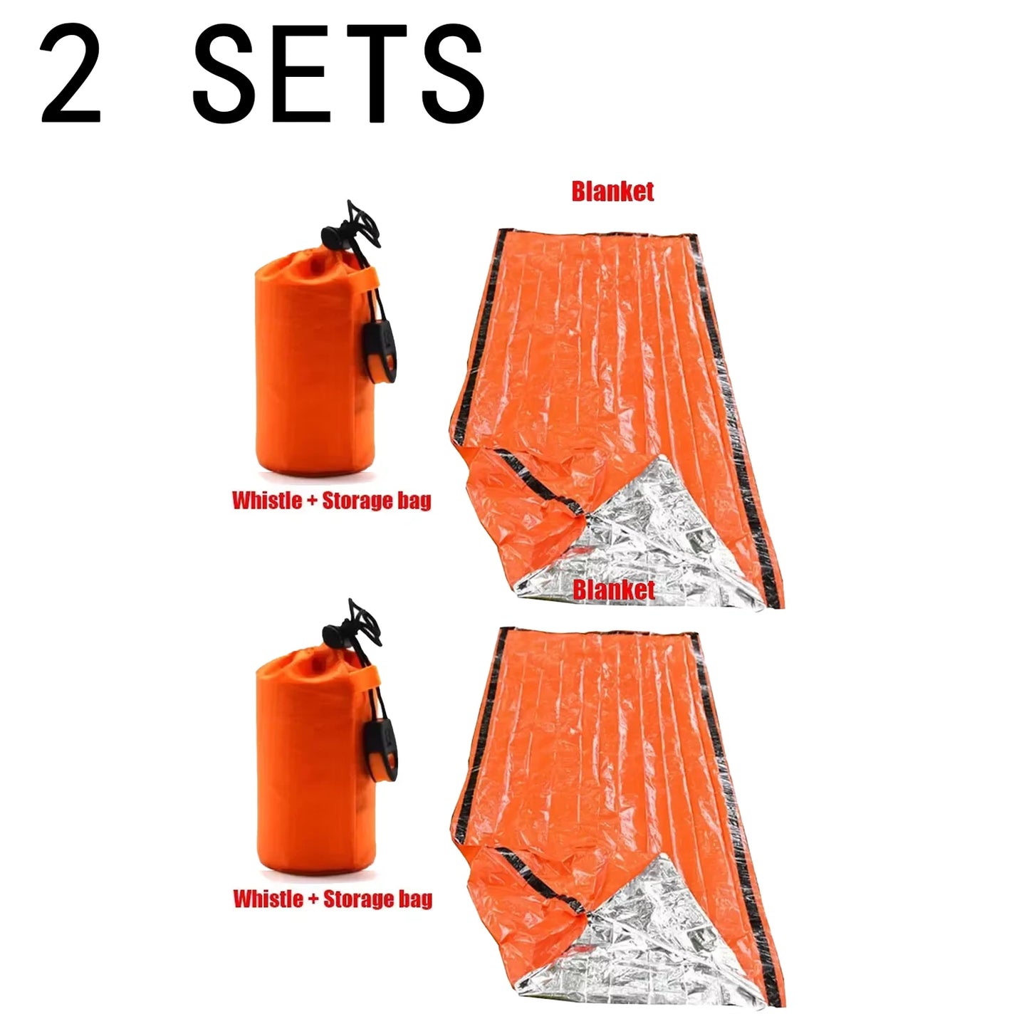 Portable Waterproof Emergency Survival Sleeping Bag Outdoor Edc Camping Gear Thermal Sack First Aid Rescue Kit Mylar Blanket Peaceful Pleasures Health and Wellness Red
