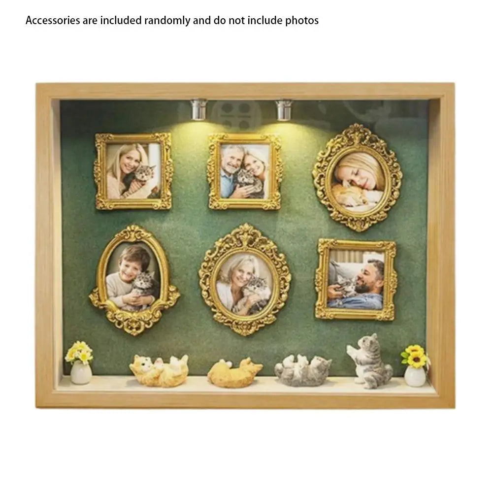 Wooden Mini Museum Photo Frame Box | Cat Lover Gift & Home Décor