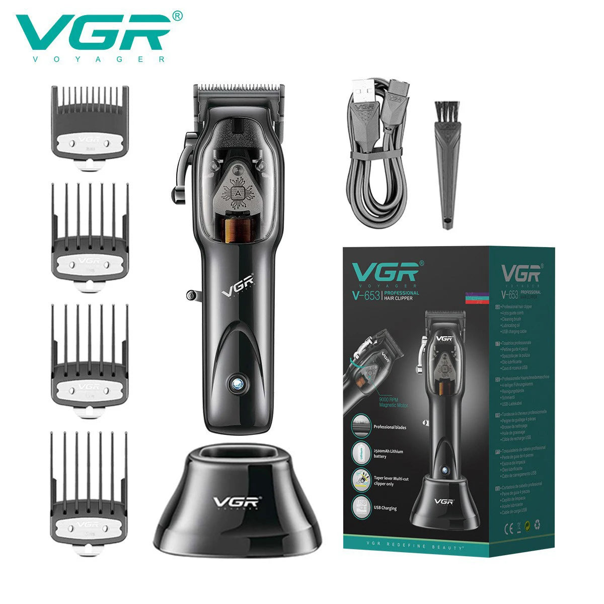 VGR Long Life Hair Trimmer Powerful Power Hair Trimmer Set for Men with Base series hair trimmer Peaceful Pleasures Health and Wellness 653 usb