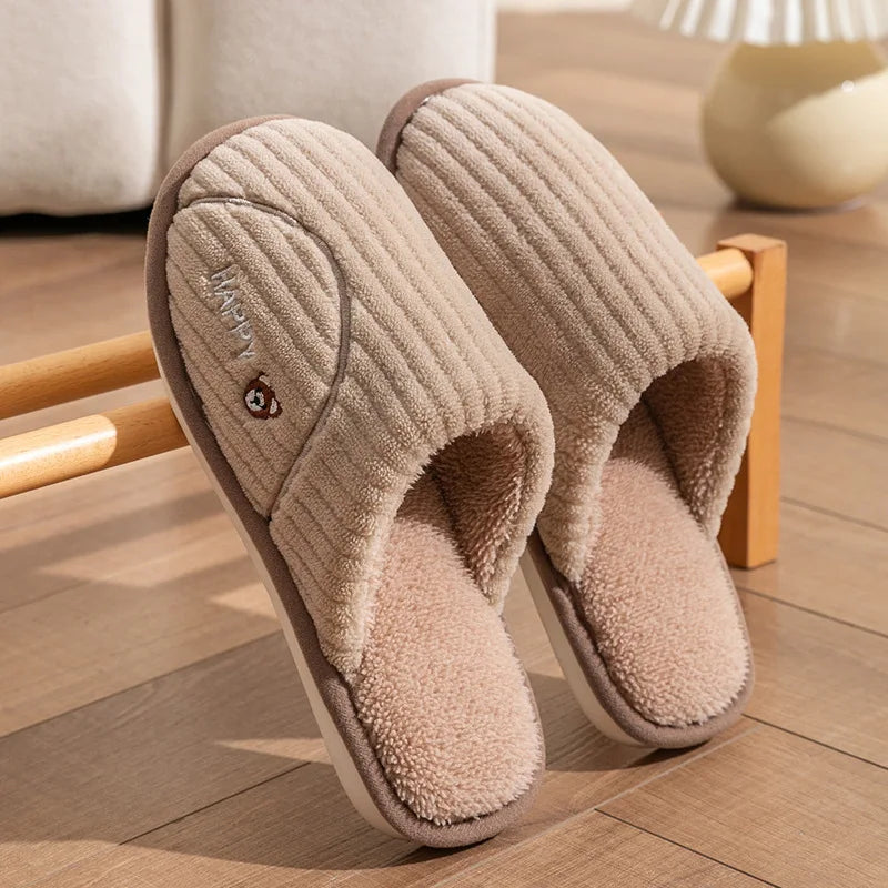 Women's Fuzzy Plush House Slippers – Warm Non-Slip Indoor Slides