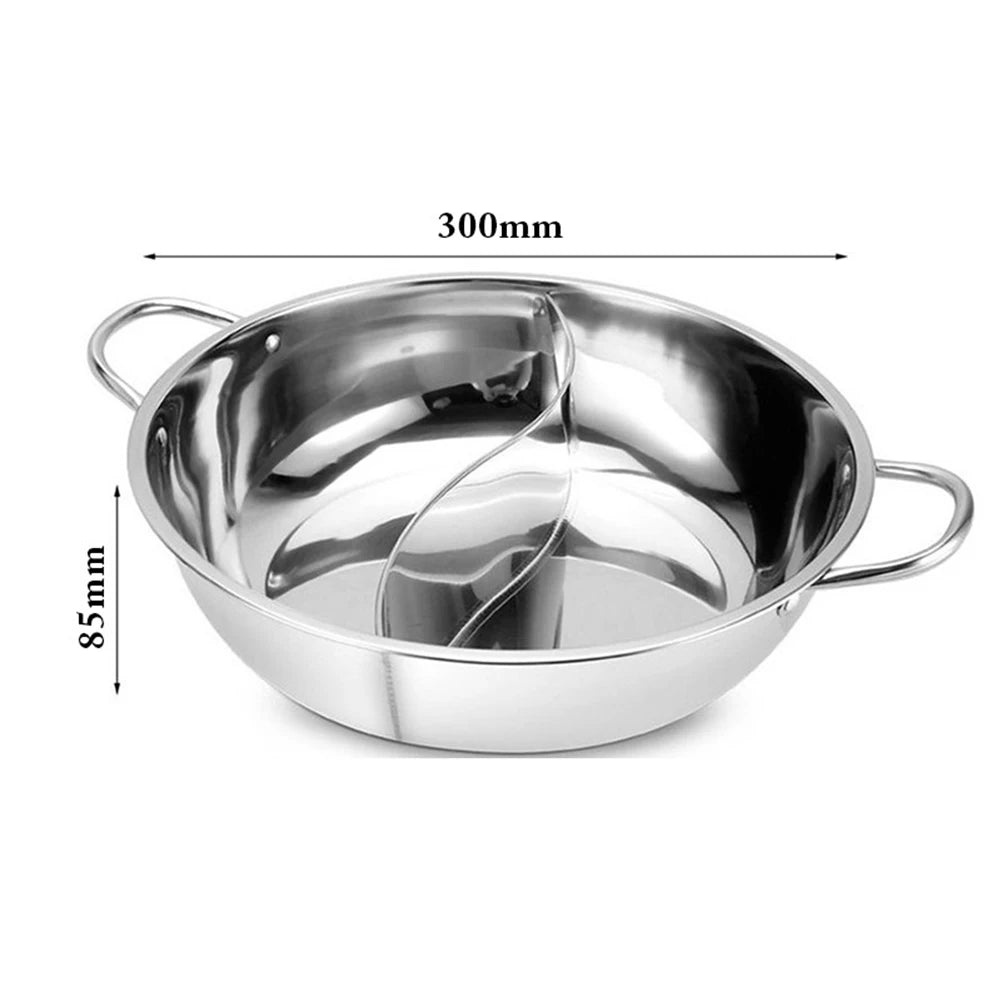 Twin Divided Pot Stainless Steel Hotpot Kitchen Cooker Home Cooking