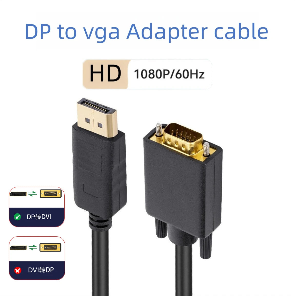 DisplayPort to VGA Cable DisplayPort to VGA Adapter Conversion HD Video Cable For TV Monitor Laptop Computer Projector 1080P Peaceful Pleasures Health and Wellness