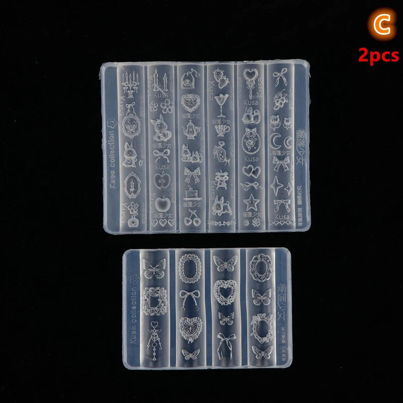 Silicone Nail Art Mold Cartoon Lace Bow Rabbit Cute Candle Moon Flower Strawberry Nail Art Diy 3d Decoration Mold Design Tools Peaceful Pleasures Health and Wellness C