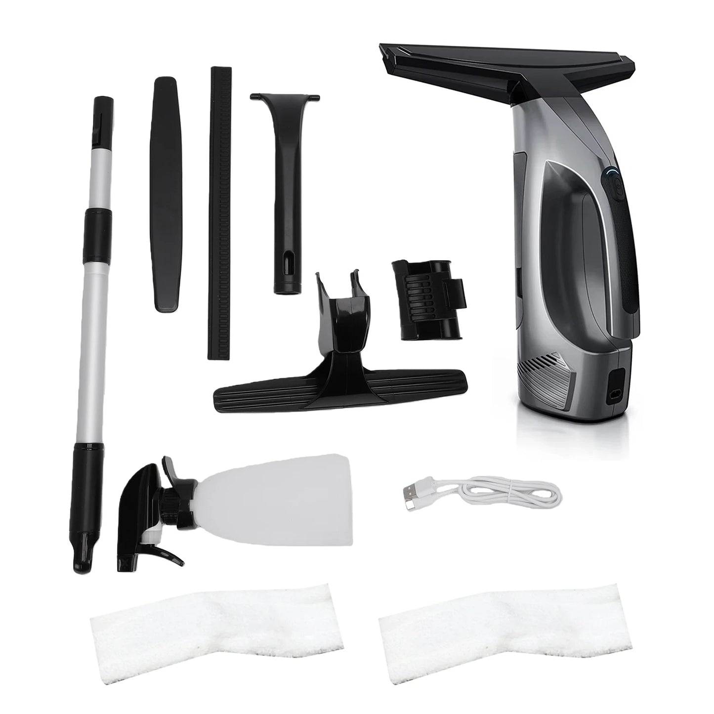 Window Cleaning Robot Handheld Electric Glass Cleaner 2000Pa Powerful Suction Power By Rechargeable Battery Peaceful Pleasures Health and Wellness black