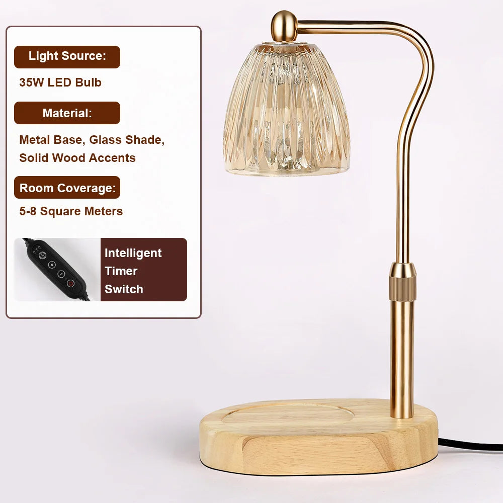 RUNTOIN Timer Candle Warmer Lamp | Striped Glass Wax Melts
