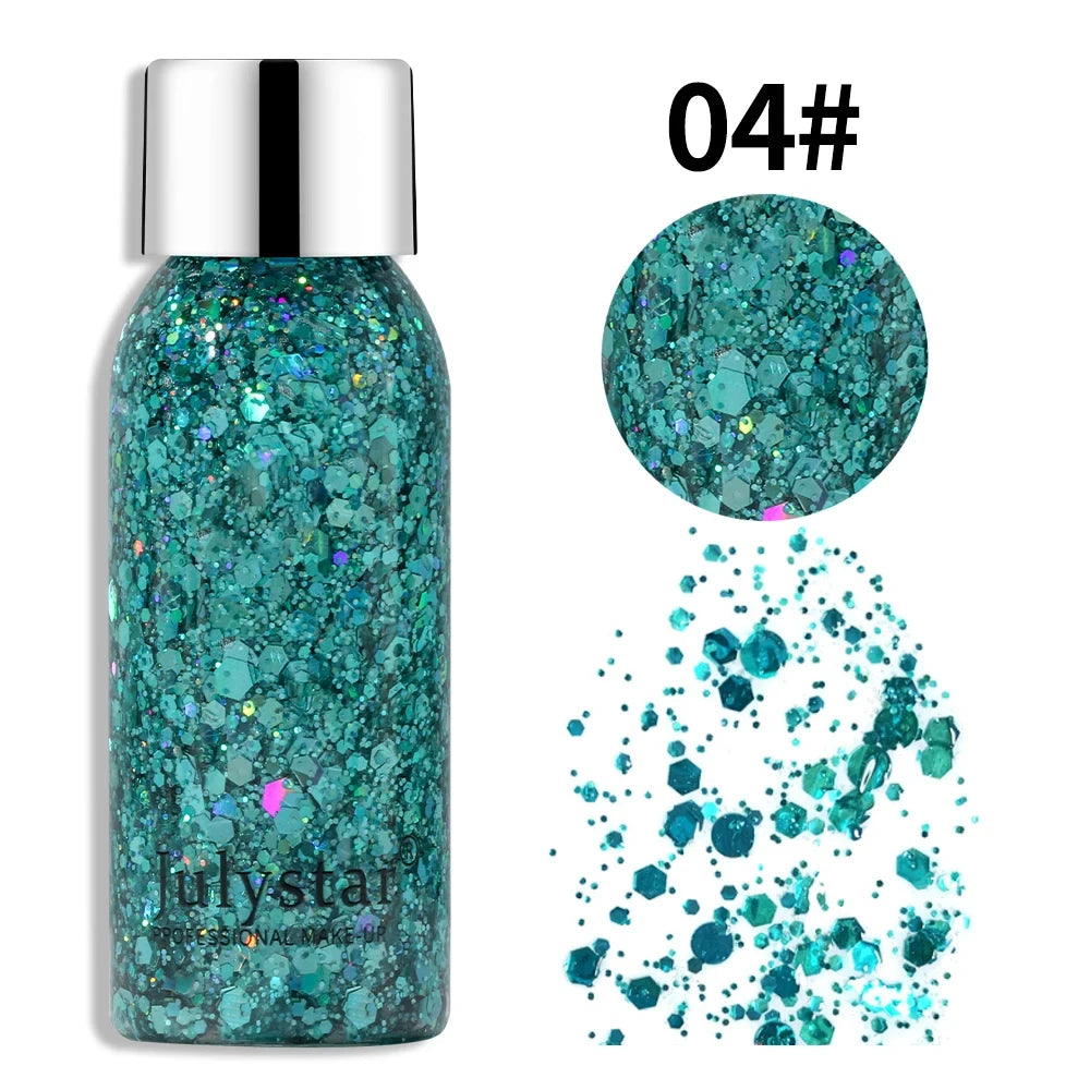 Body Glitter Sequins Gel Longlasting Liquid Face Shimmer Multicolor Eye Shadow for Party Music Festival Makeup Accessory 30ml Peaceful Pleasures Health and Wellness 04