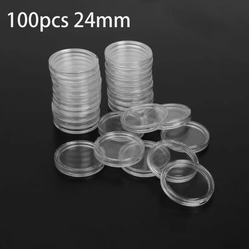 Clear Round Plastic Coin Holder Capsule Container Storage Box